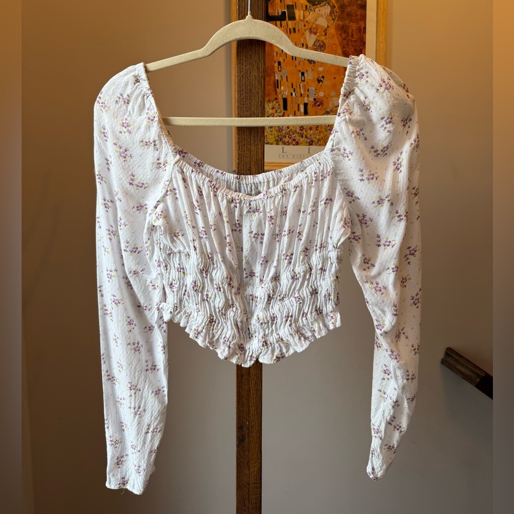 Floral White Long Sleeve Top